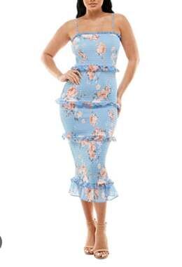 Bebe Blue Floral Midi Dress